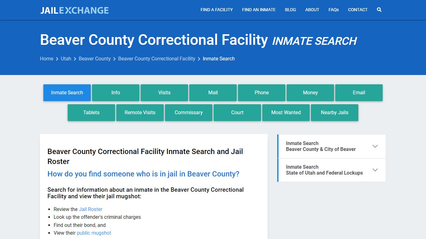 Beaver County Correctional Facility Inmate Search - Jail Exchange